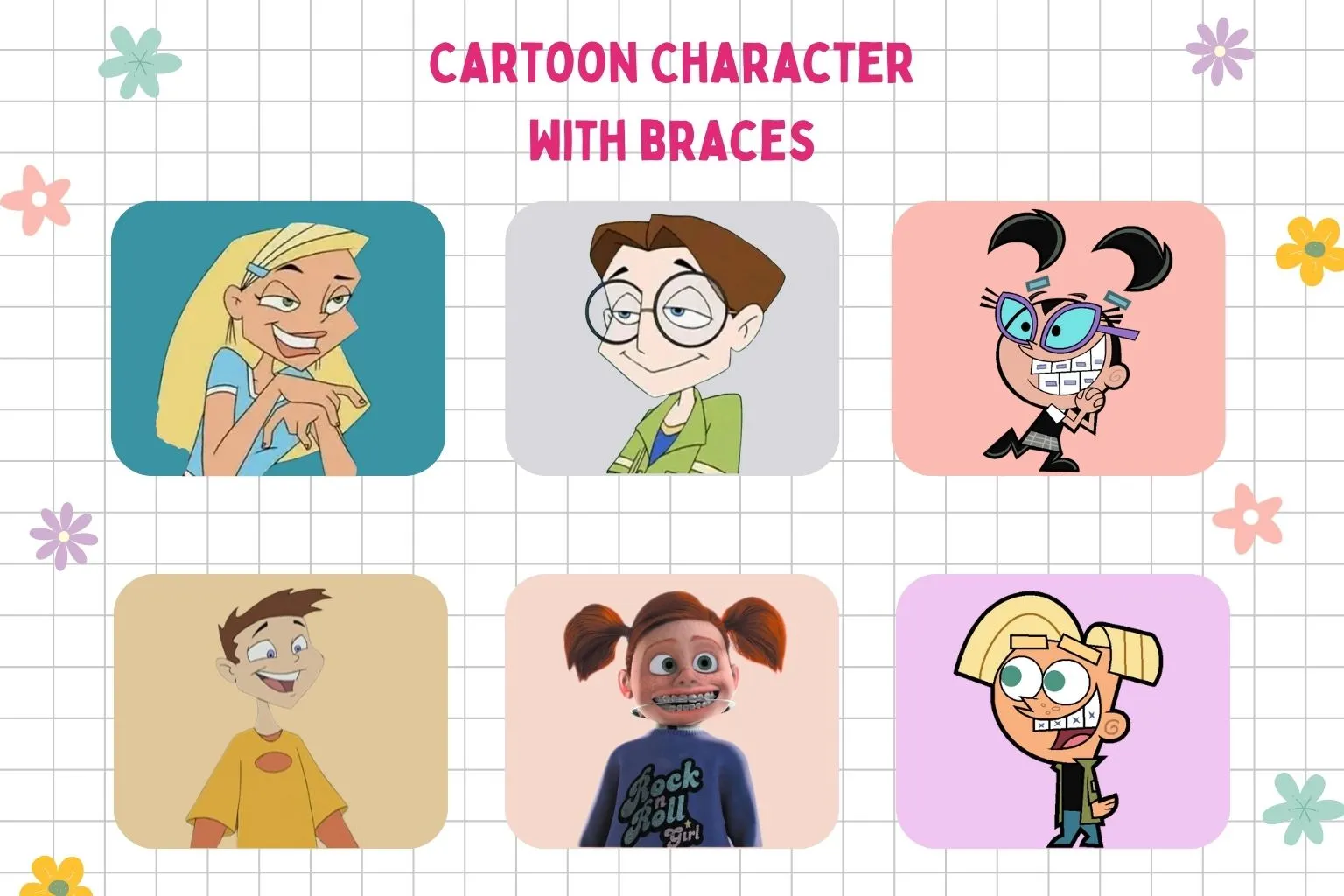cartoon characters with braces