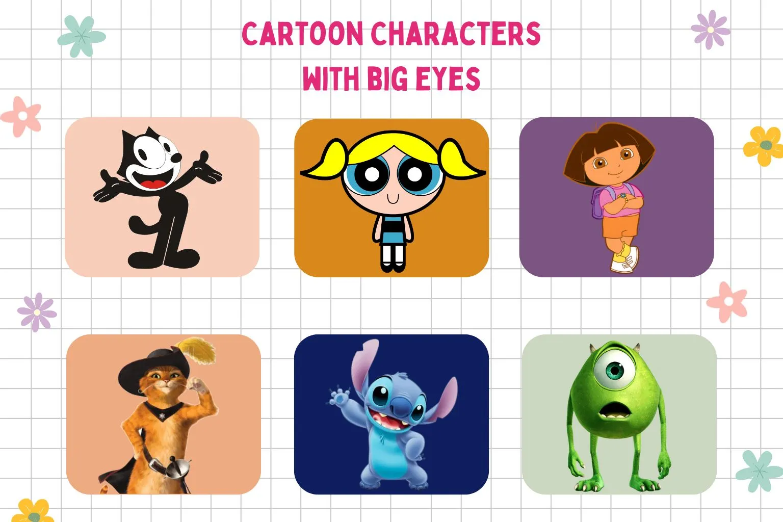 cartoon characters with big eyes