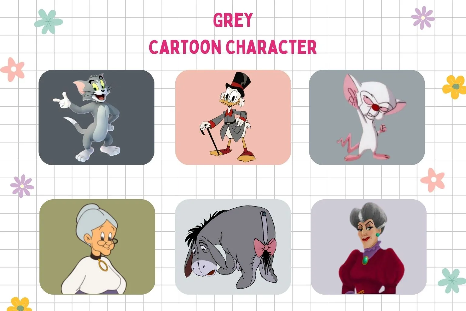grey cartoon characters