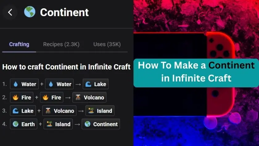 how to make a continent in infinite craft