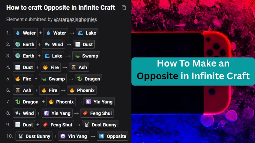 how to make an Opposite in infinite craft