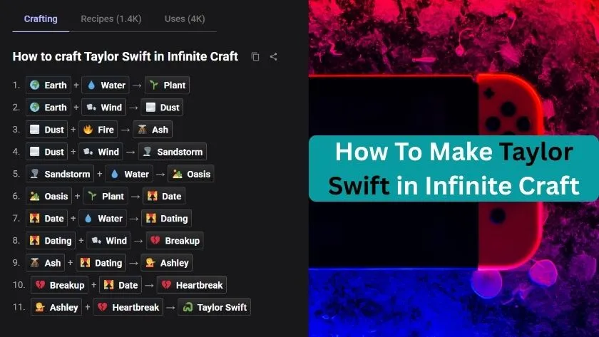 how to make a taylor swift in infinite craft