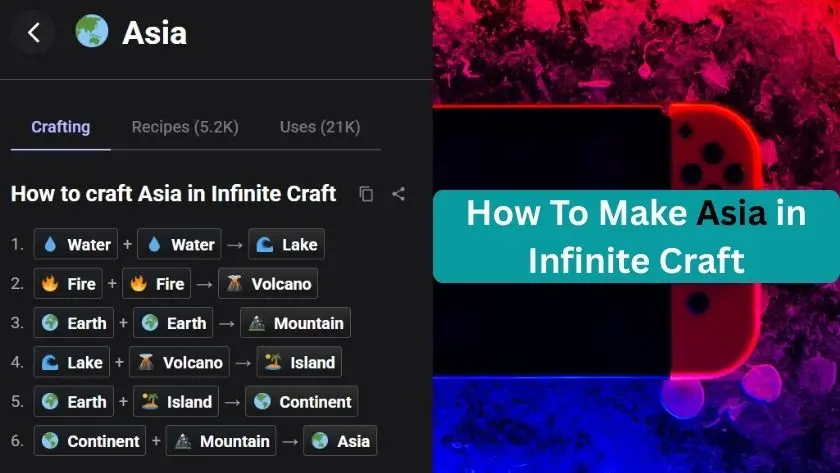 how to make asia in infinite craft