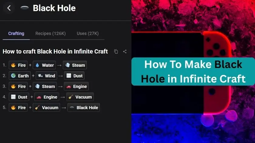 how to make black hole in infinite craft