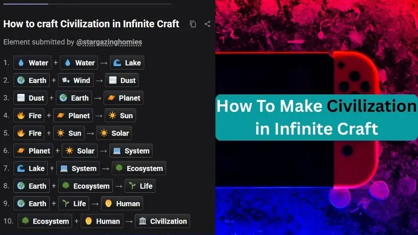 how to make civilization in infinite craft