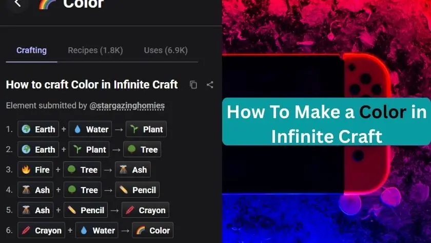 how to make color in infinite craft