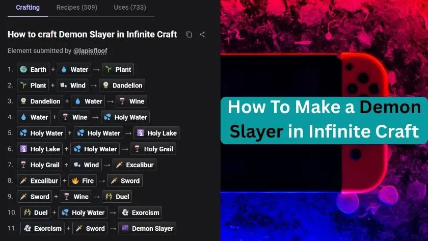 how to make demon slayer in infinite craft