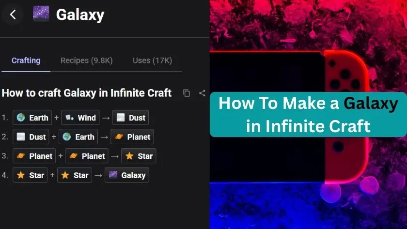 how to make galaxy in infinite craft