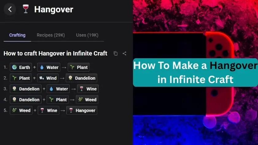 how to make hangover in infinite craft