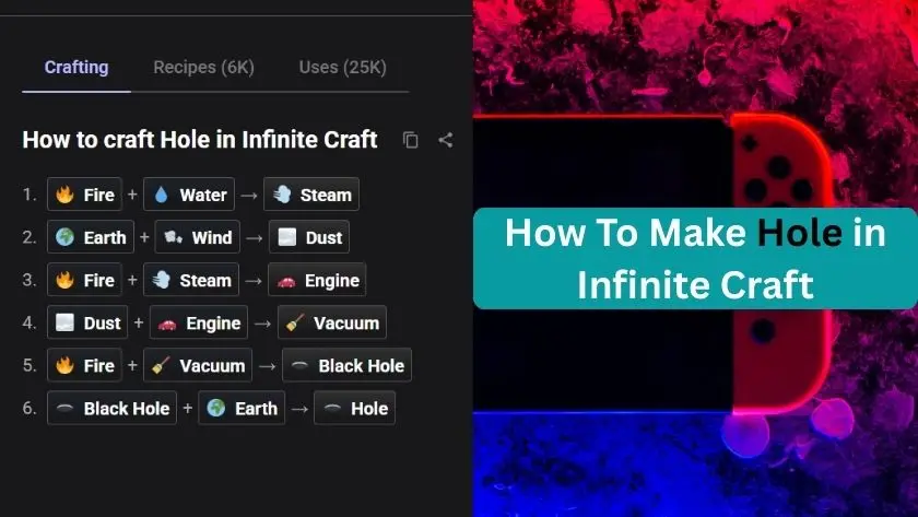 how to make hole in infinite craft