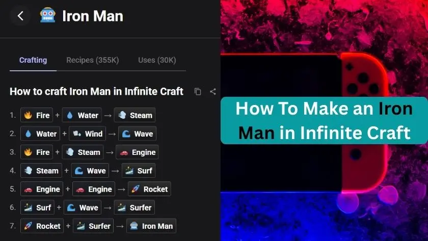 how to make iron man in infinite craft