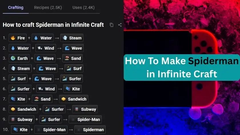 how to make spiderman in infinite craft