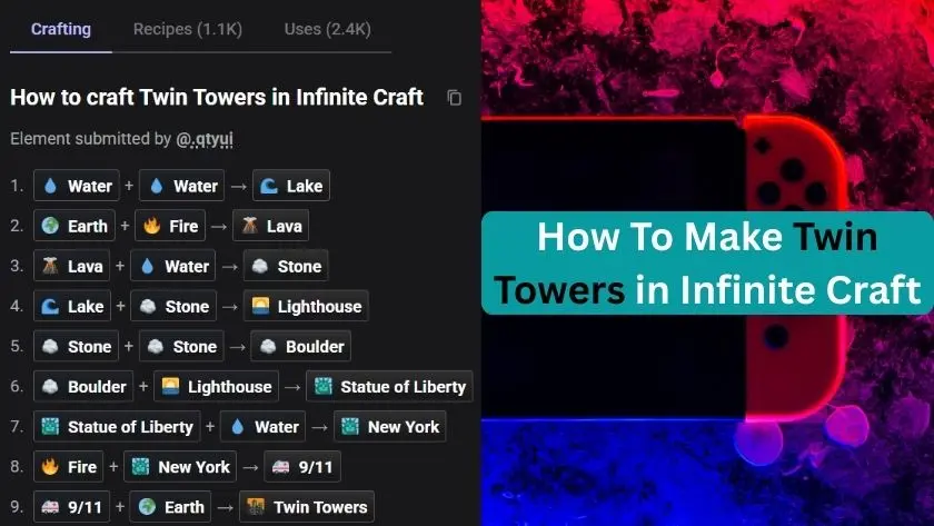how to make twin towers in infinite craft