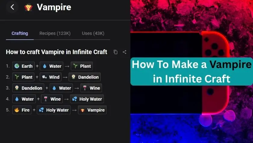 how to make vampire in infinite craft