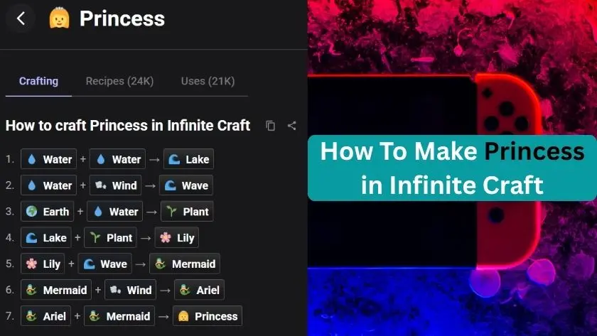 how to make princess in infinite craft